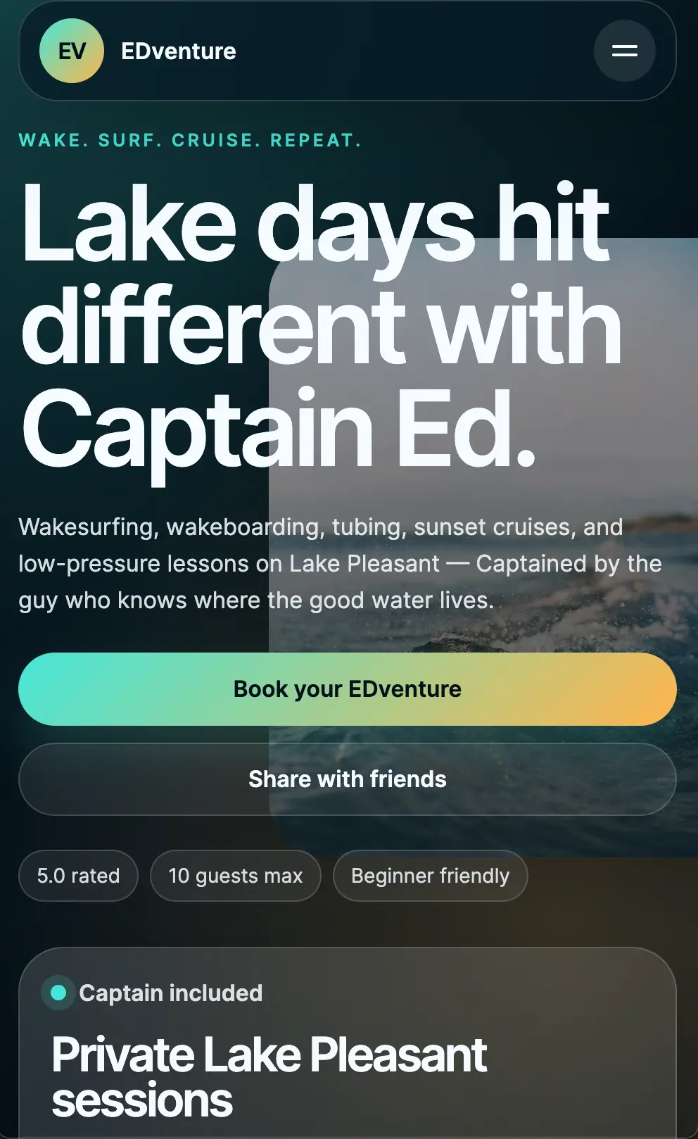 EDventure Tap Experience for Lake Pleasant adventures