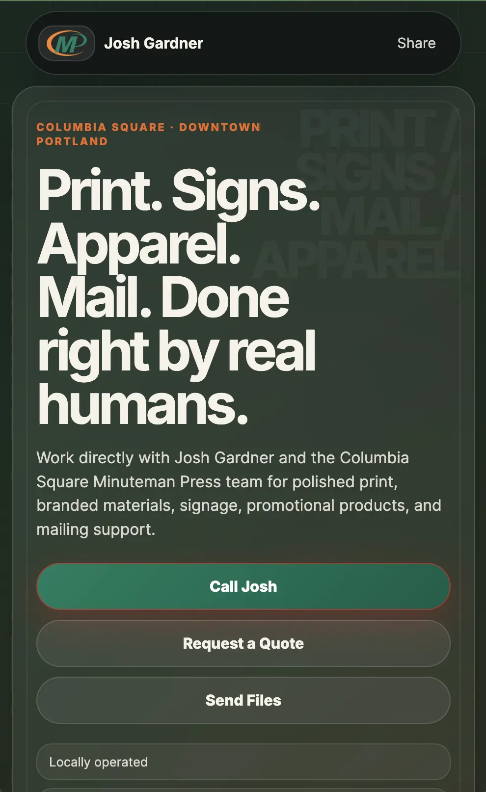Minuteman Press Tap Experience featuring Josh Gardner